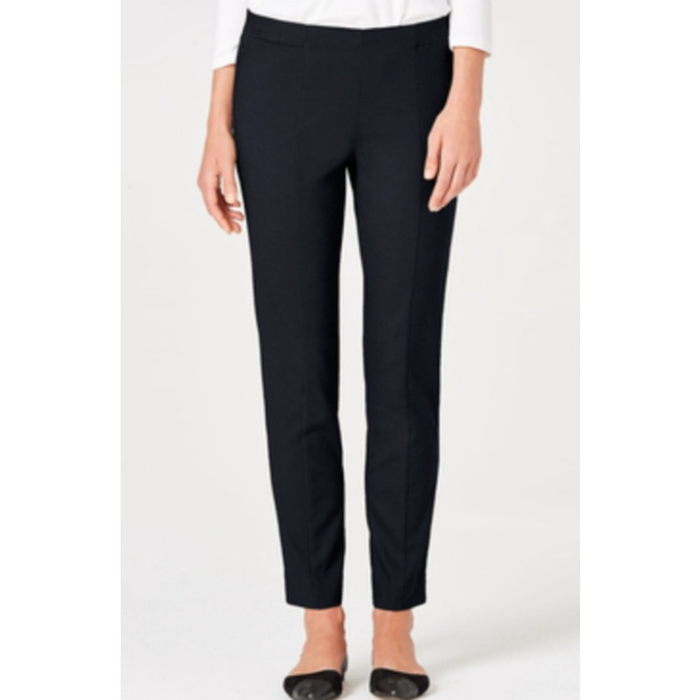 J Jill Premium Bi-Stretch Slit Hem Slim Ankle Pants Black Women's 6